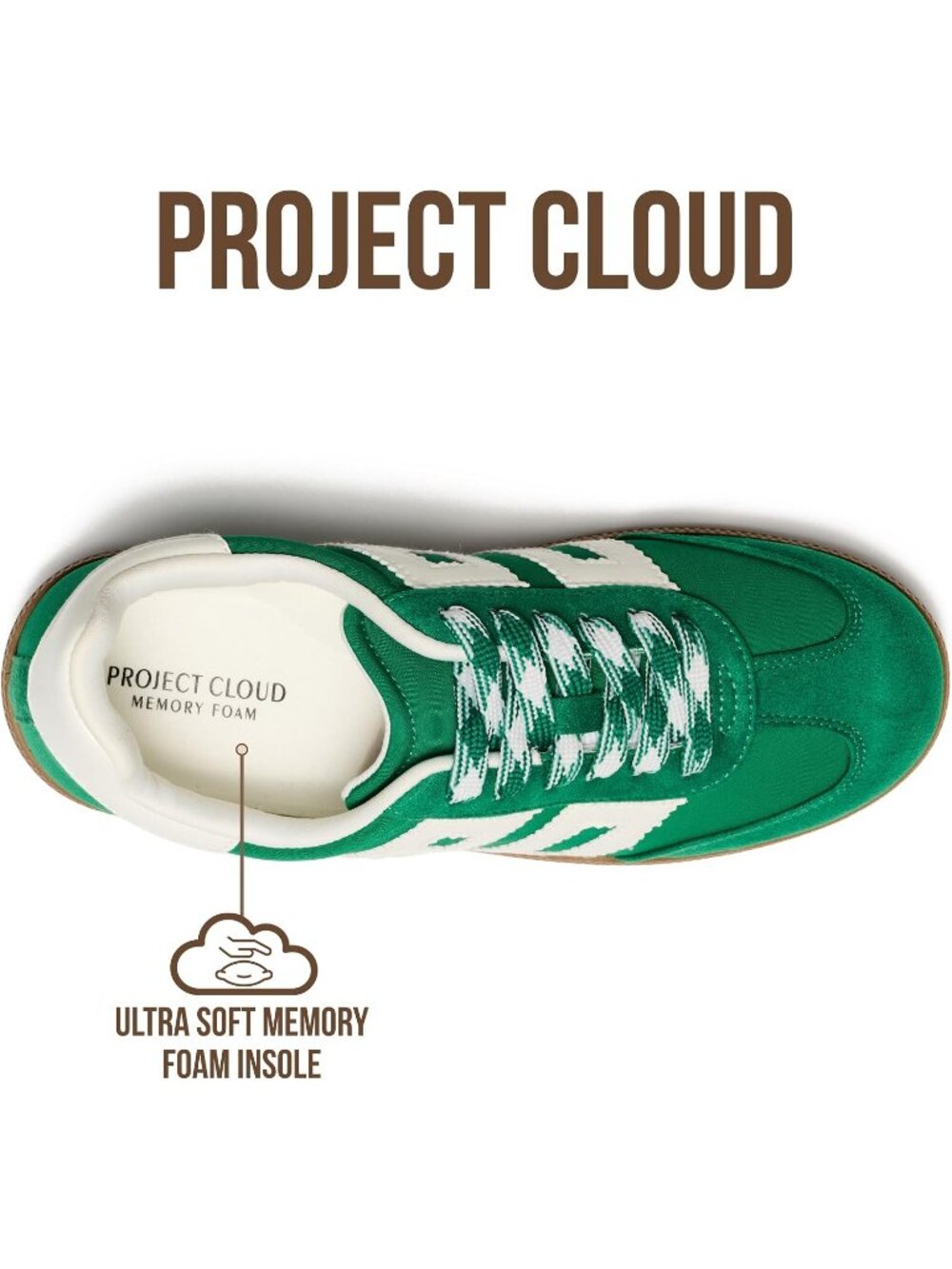 Project Cloud Women's Green Sneakers Plush & Soft Memory Foam Insole Lace Up - Picture 4 of 5